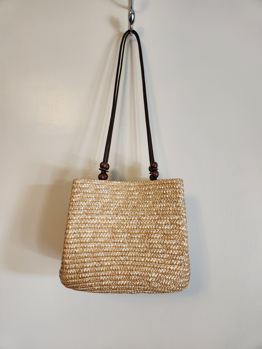Straw Woven Shoulder Bag in Natural Tan